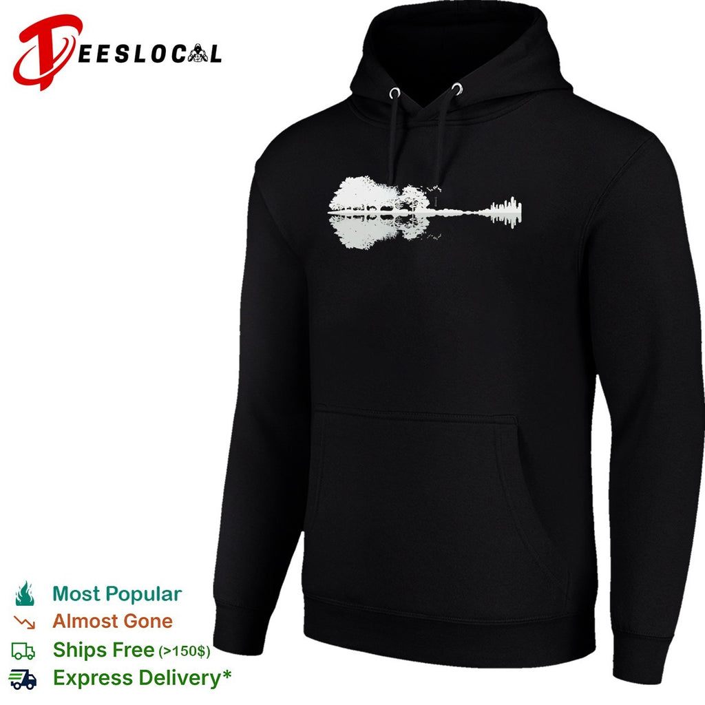 Nature and City Skyline Acoustic Guitar Silhouette Double Exposure Music Art shirt