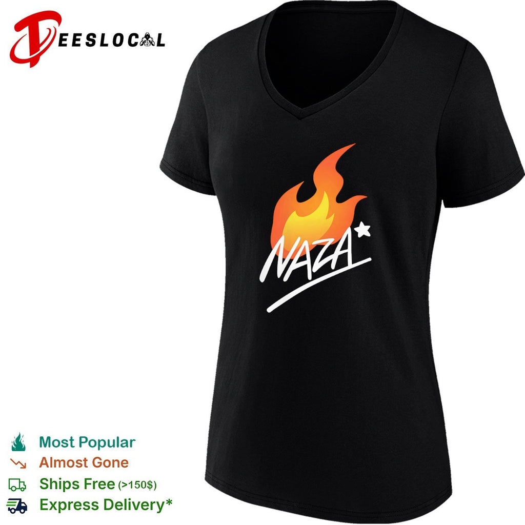 Naza flame graphic logo with star accent shirt