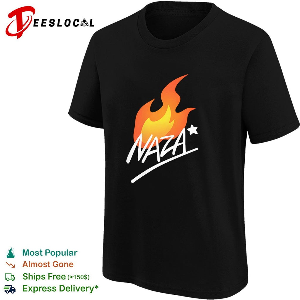 Naza flame graphic logo with star accent shirt