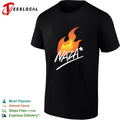 Naza flame graphic logo with star accent shirt