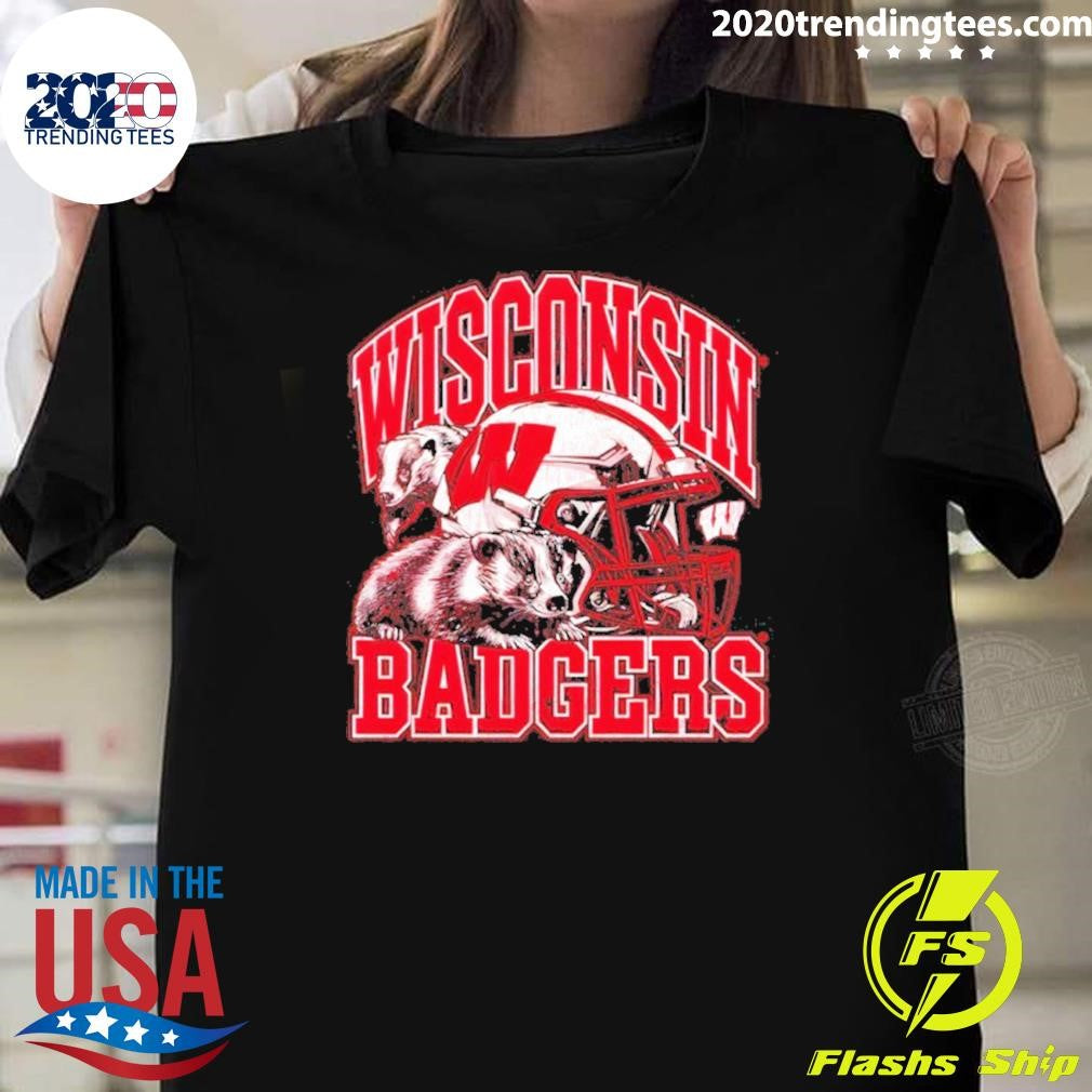Ncaa Football Wisconsin Badgers Vintage Helmet Shirt