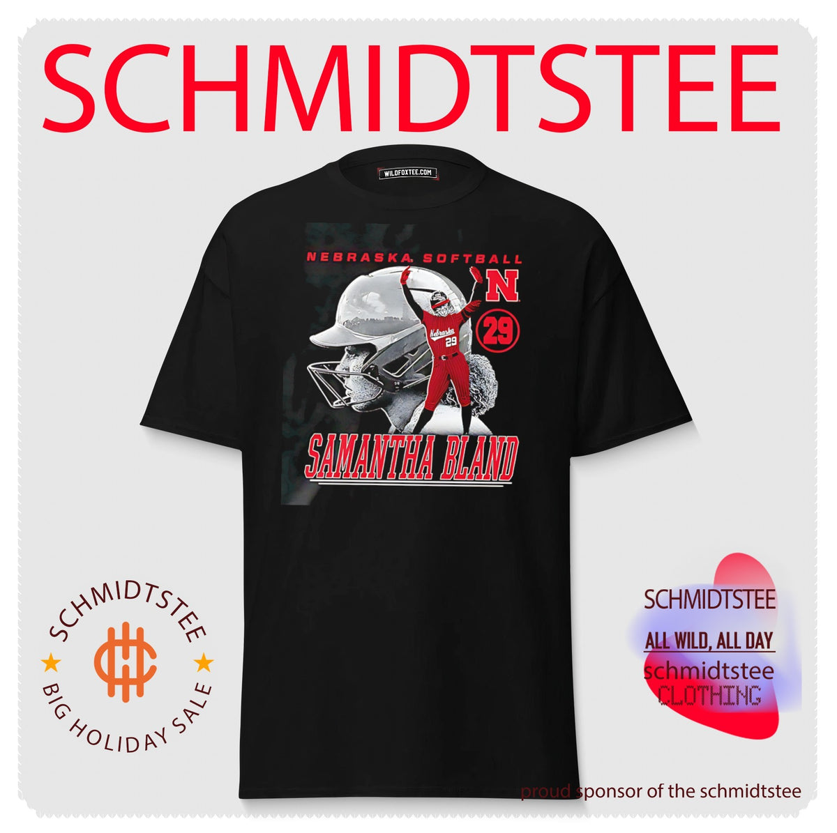 Nebraska Softball player number 29 Samantha Bland illustrated shirt