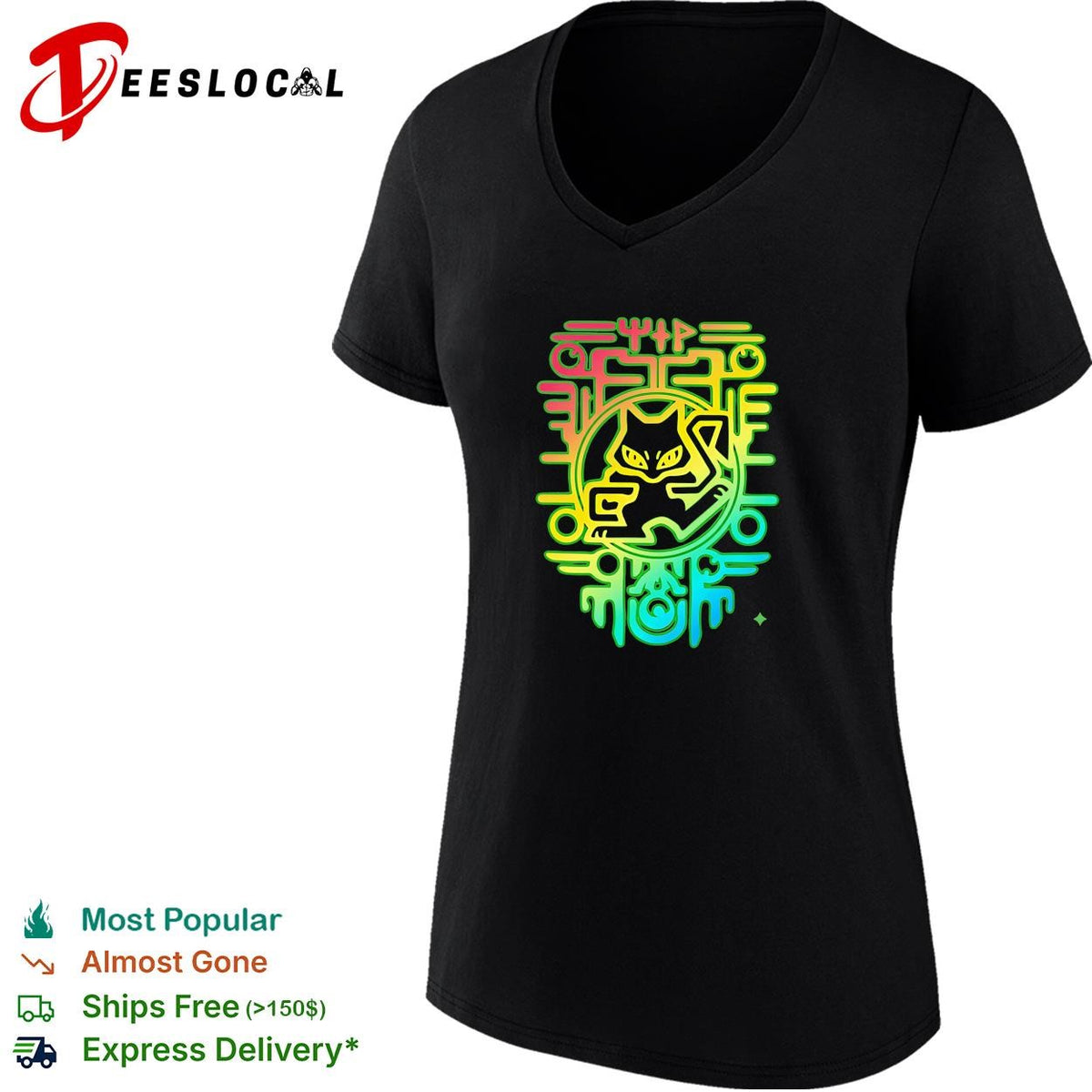Neon cat circuit board cyber tech colorful art shirt