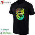 Neon cat circuit board cyber tech colorful art shirt