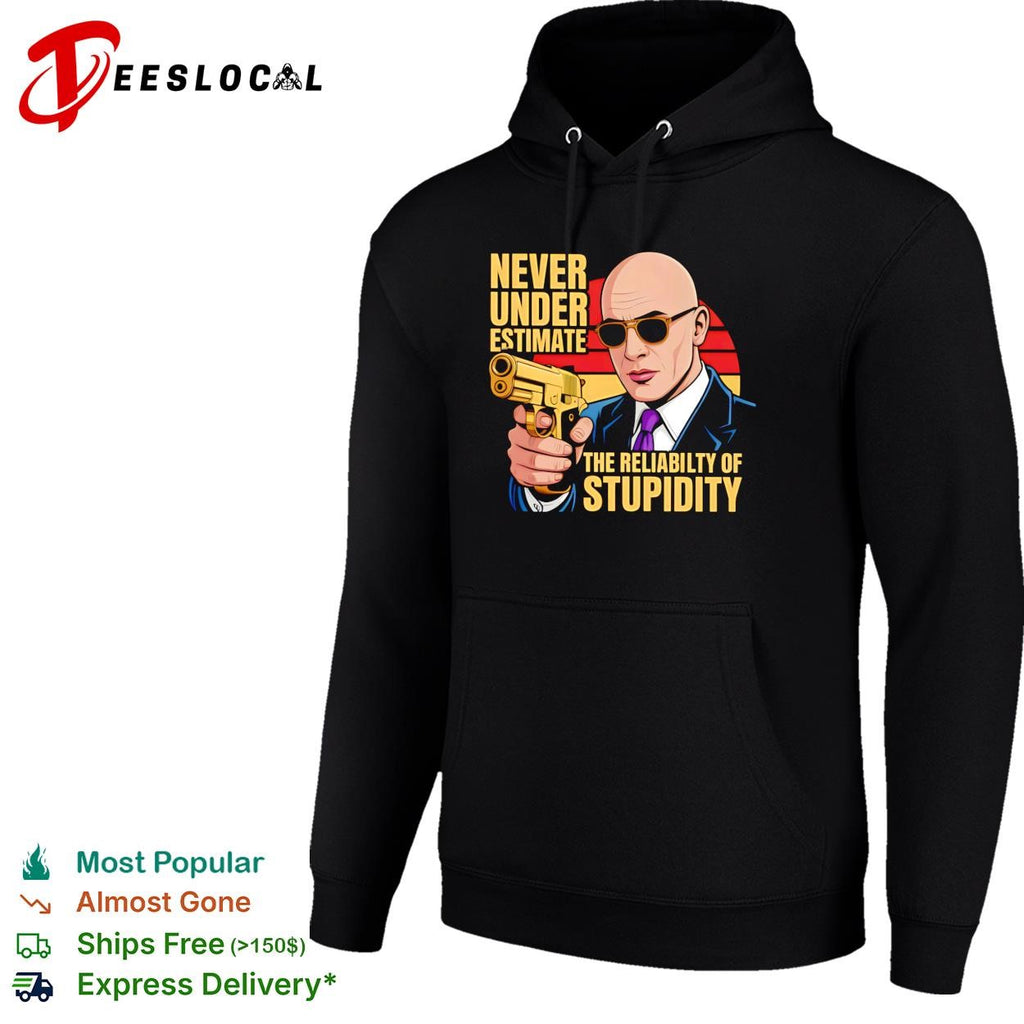 Never underestimate the reliability of stupidity suit and tie gunman retro shirt