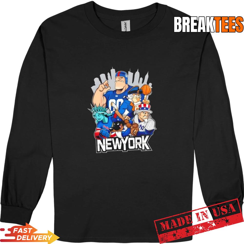 New York Big 4 Mascots City Skyline Shirt