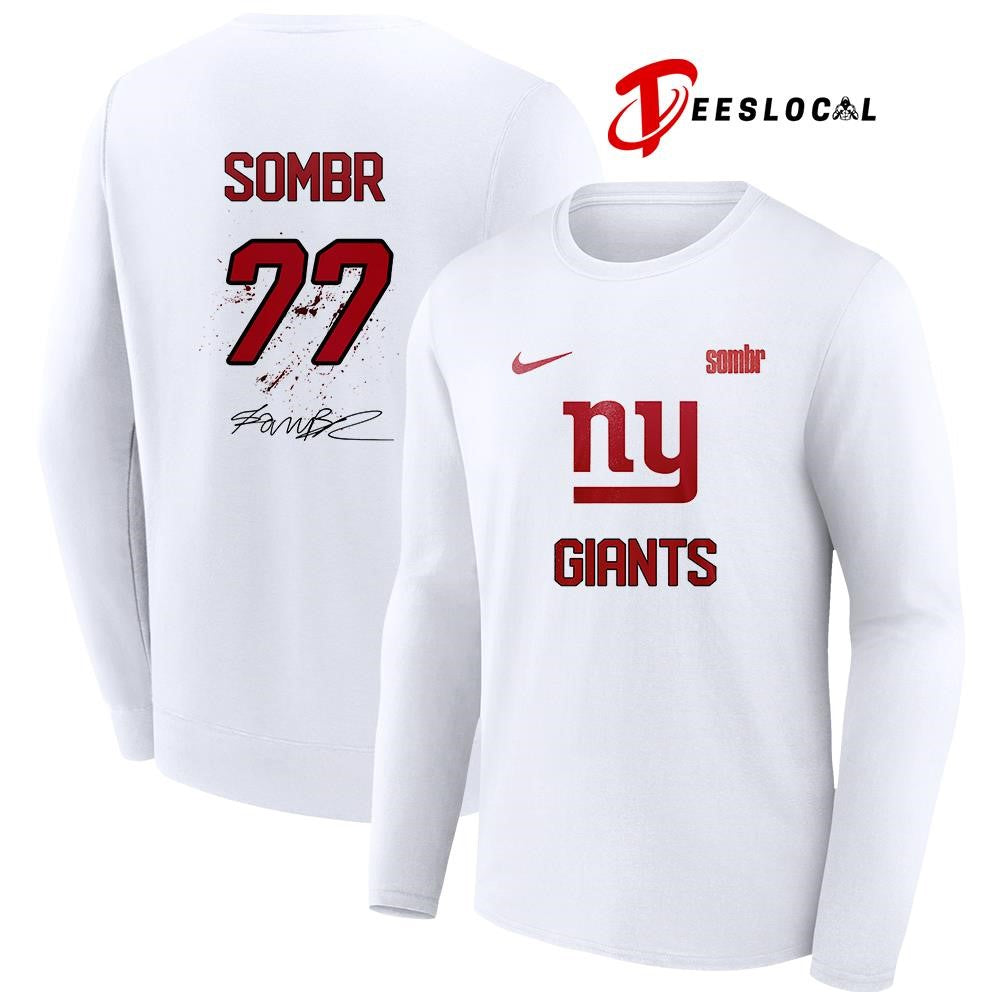 New York Giants X Sombr The Late Nights and Young Romance tour signature name and number shirt