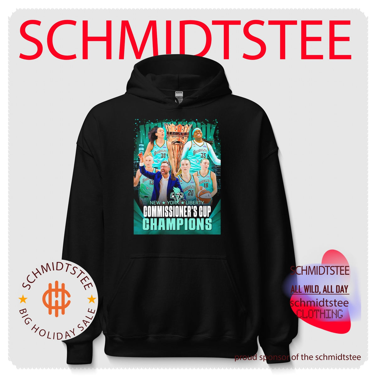 New York Liberty Commissioner’s Cup Champions 2026 player collage shirt