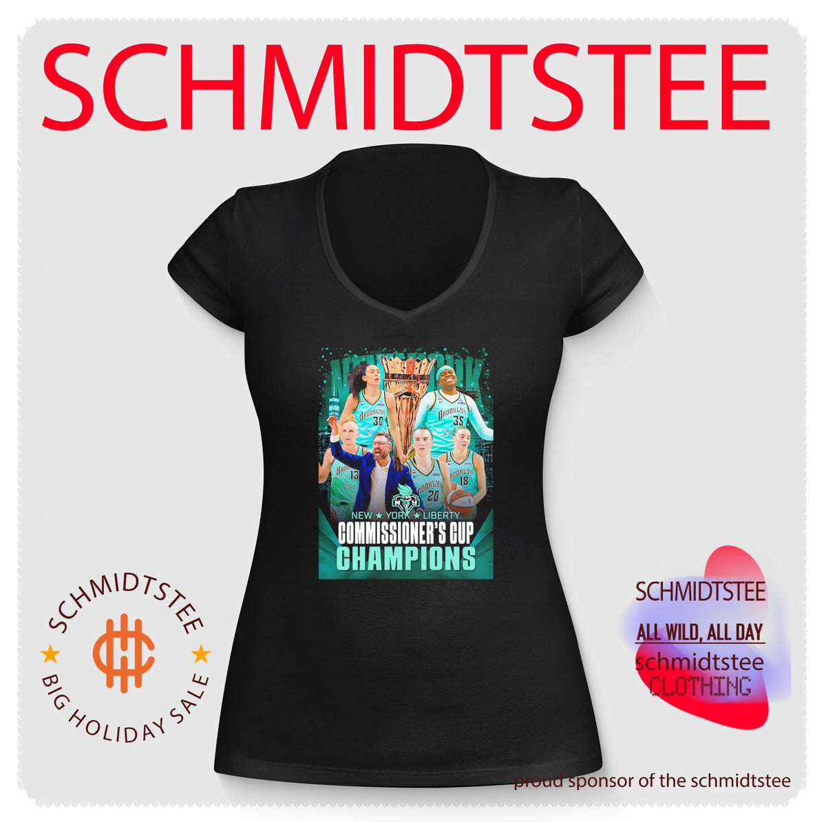 New York Liberty Commissioner’s Cup Champions 2026 player collage shirt