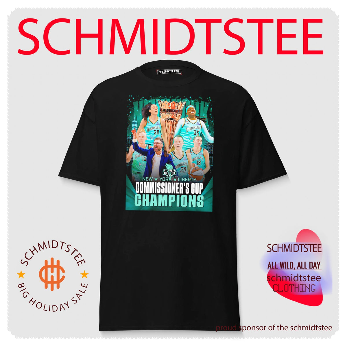 New York Liberty Commissioner’s Cup Champions 2026 player collage shirt