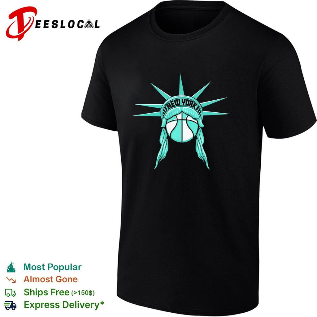New York basketball Statue of Liberty star emblem teal logo shirt