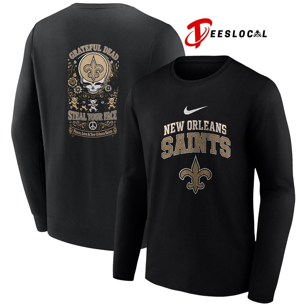 NewOrleansSaintsxGratefulDeadstealyourfacepeacelovelogoshirt