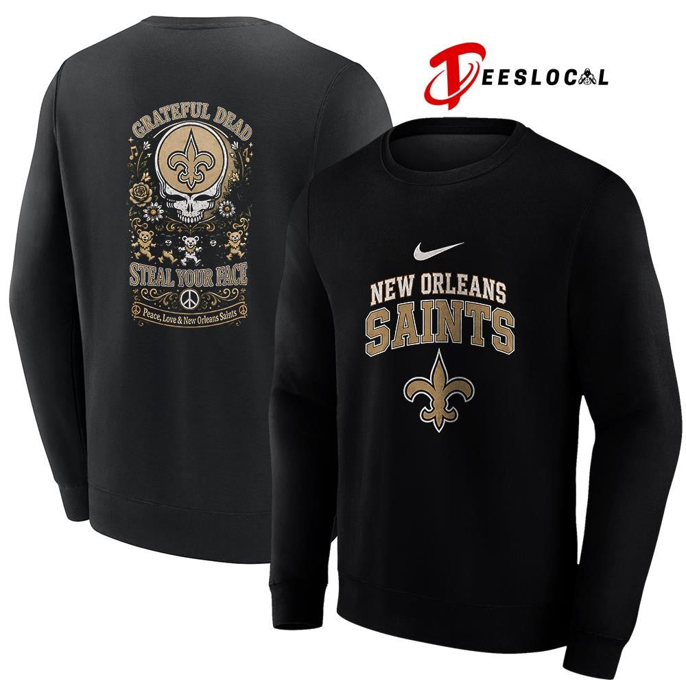 NewOrleansSaintsxGratefulDeadstealyourfacepeacelovelogoshirt