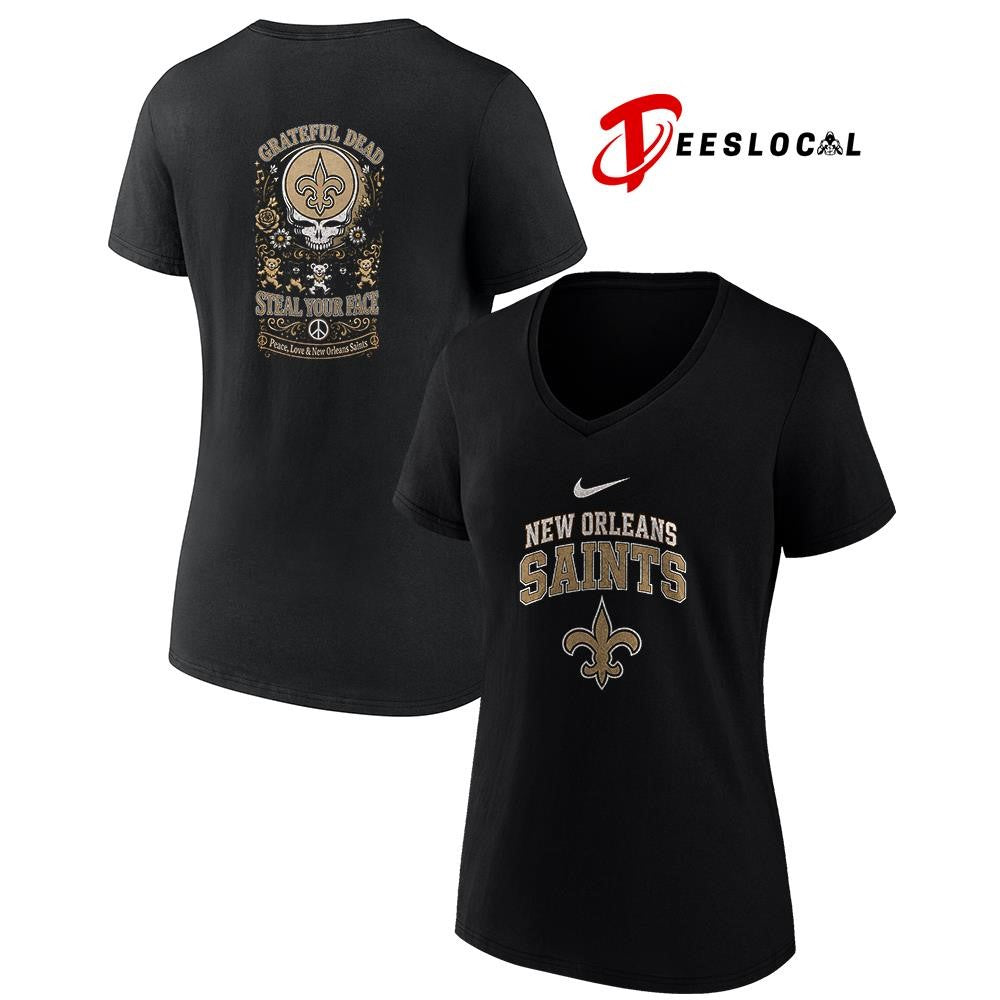 NewOrleansSaintsxGratefulDeadstealyourfacepeacelovelogoshirt