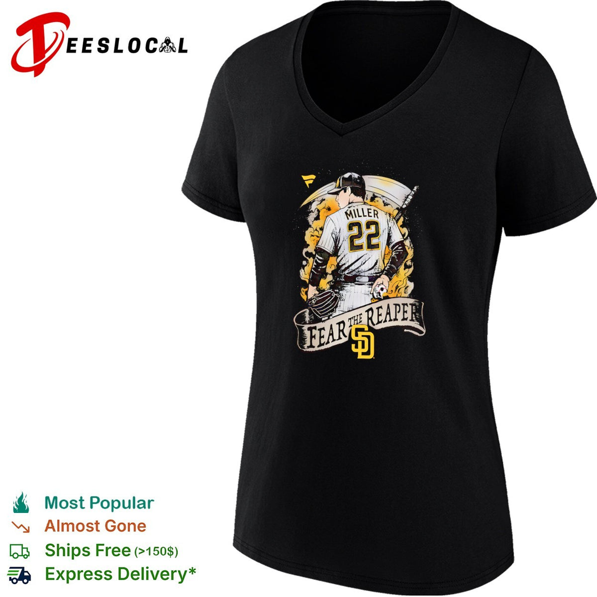 Nick Martinez San Diego Padres MLB Fear the Reaper Baseball Shirt