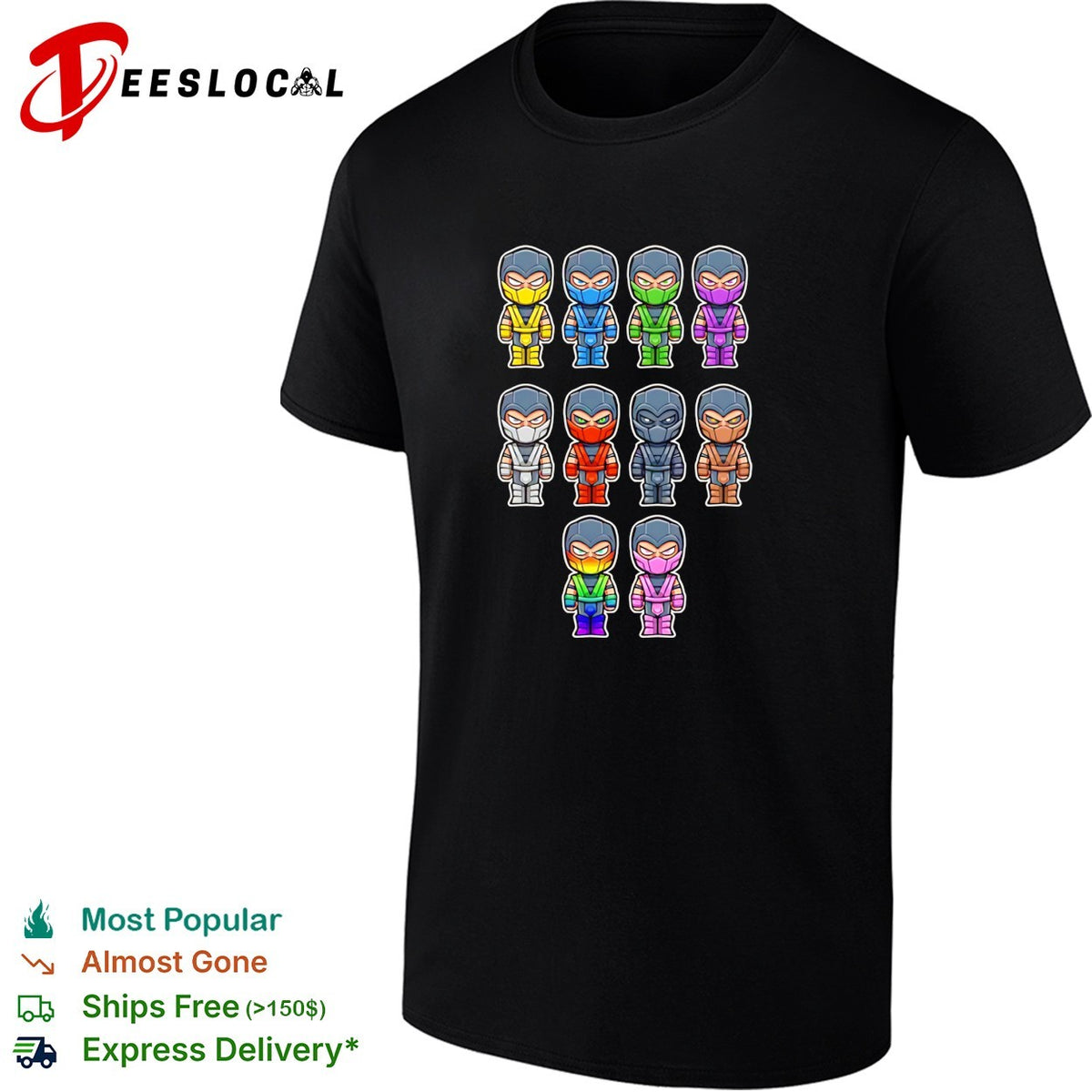 Ninja Kombat ninjas from Mortal Kombat in chibi style shirt