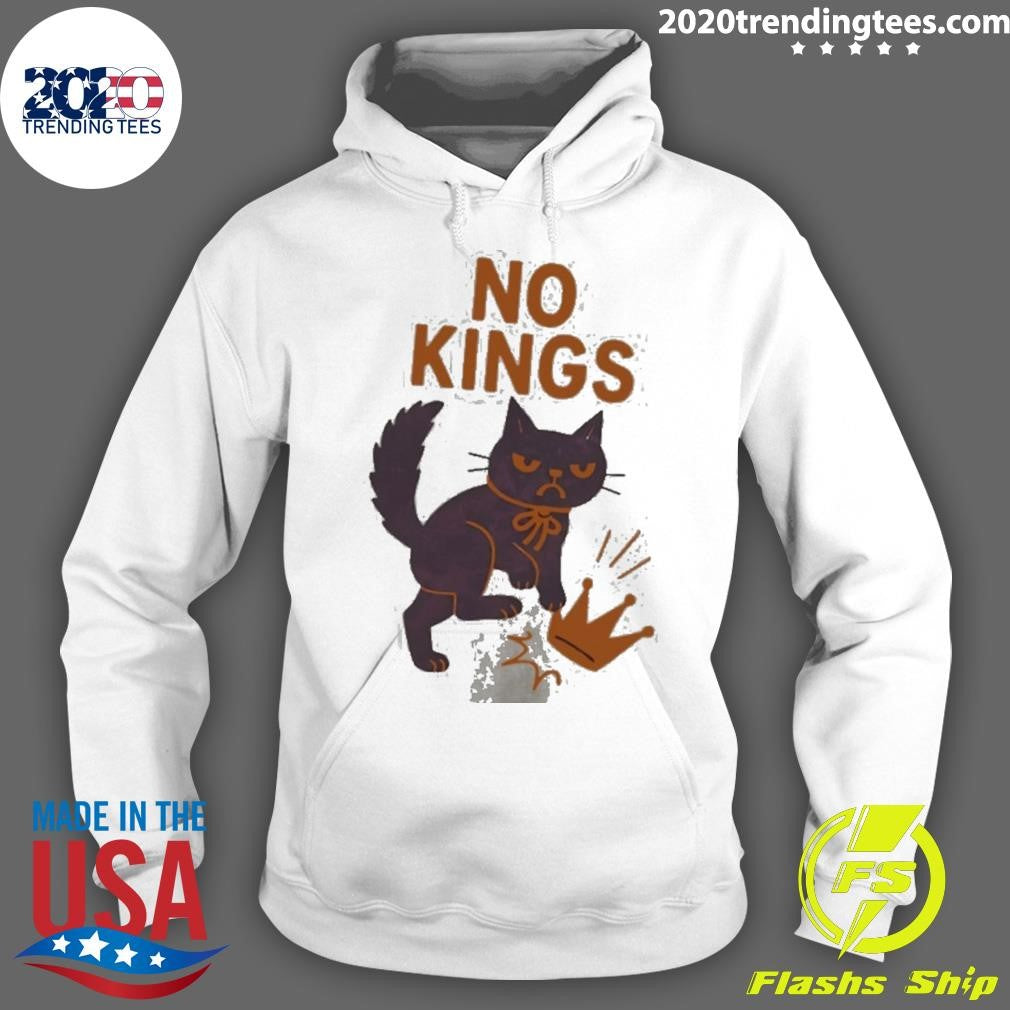 No Kings In America Black Cat Funny Shirt