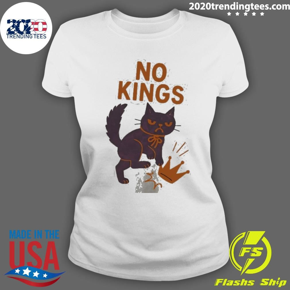 No Kings In America Black Cat Funny Shirt