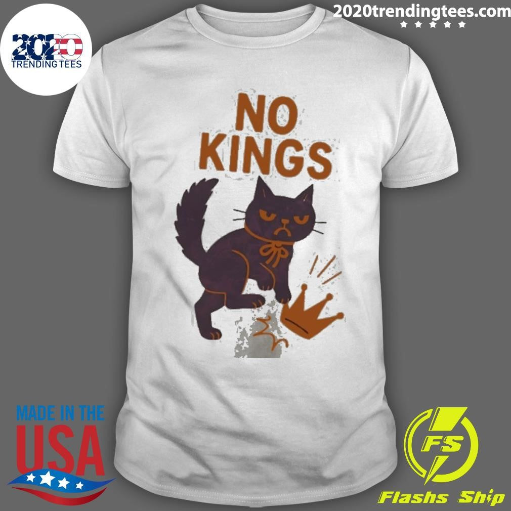 No Kings In America Black Cat Funny Shirt