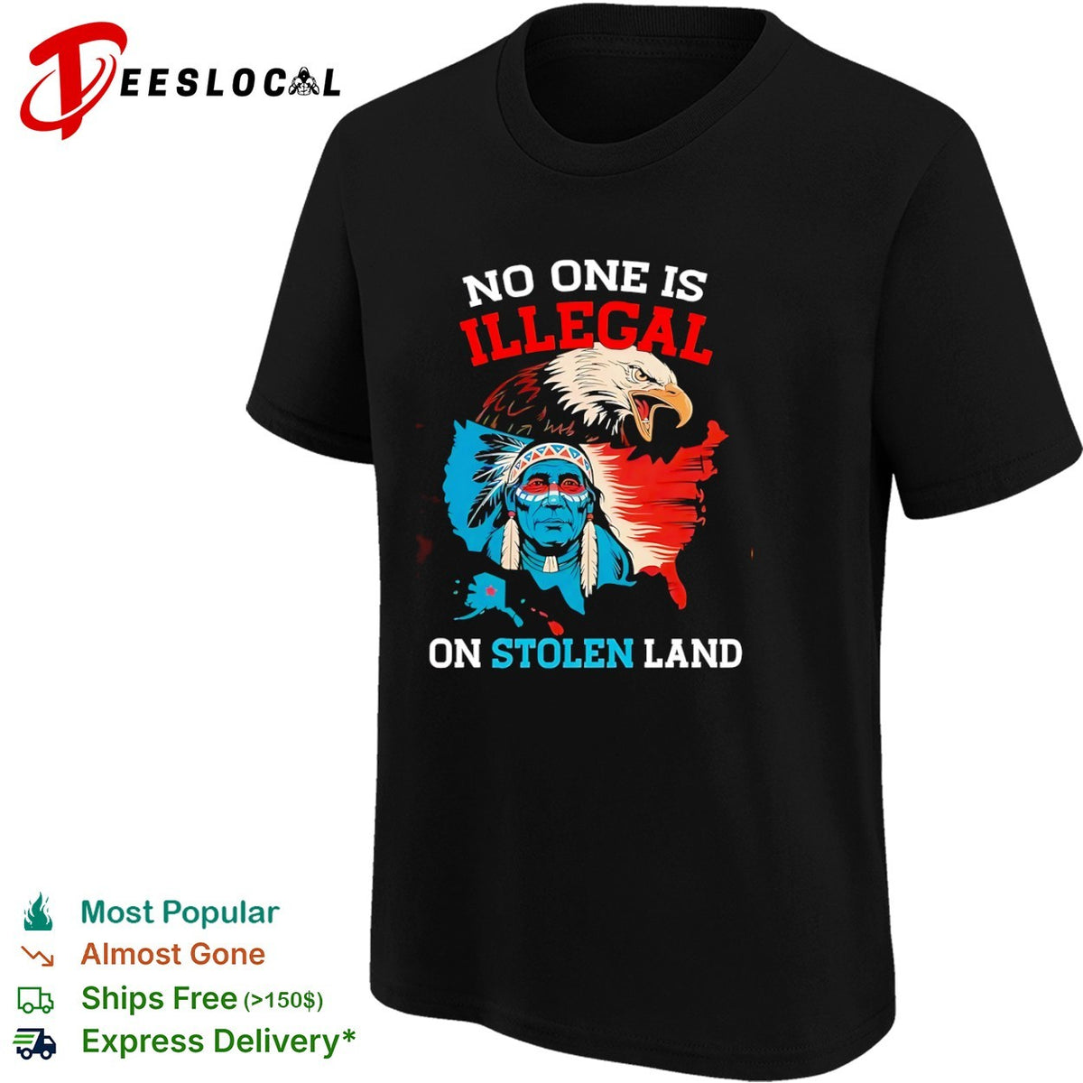 No one is illegal on stolen land Indigenous American eagle shirt