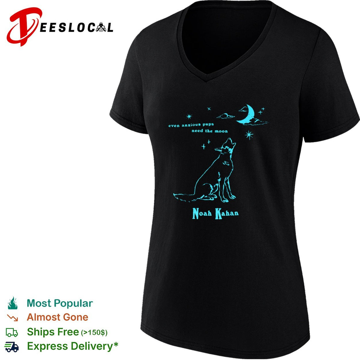 Noah Kahan even anxious pups need the moon howling coyote shirt