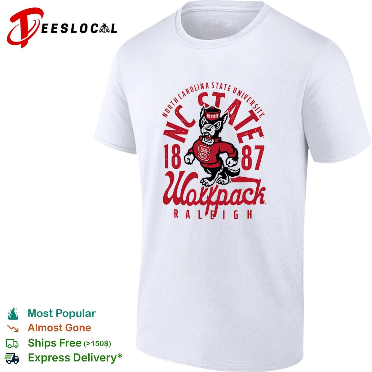 North Carolina State University Wolfpack 1887 Raleigh NC State Mascot Logo shirt