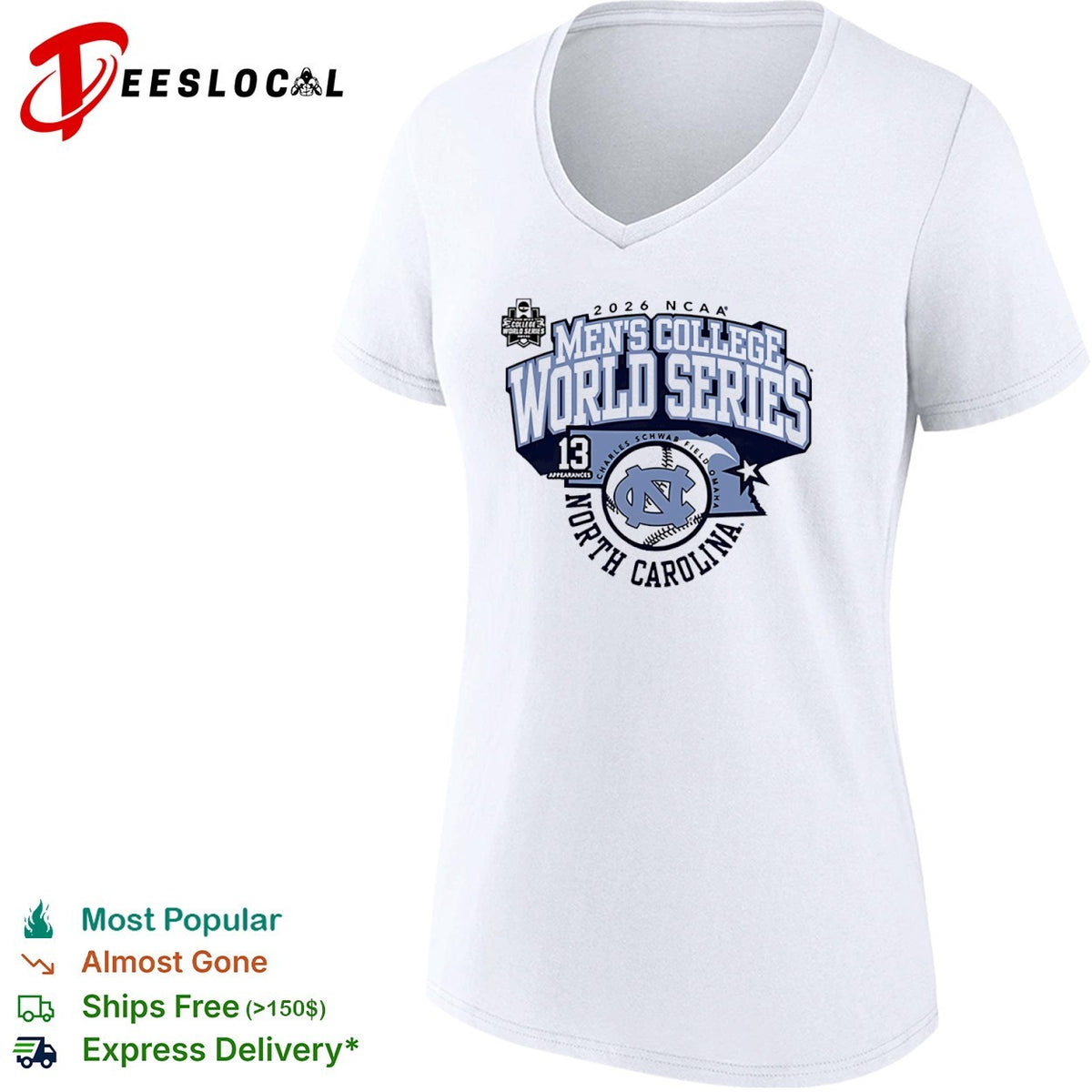 North Carolina Tar Heels Men’s College World Series 2026 NCAA Field Omaha state shirt