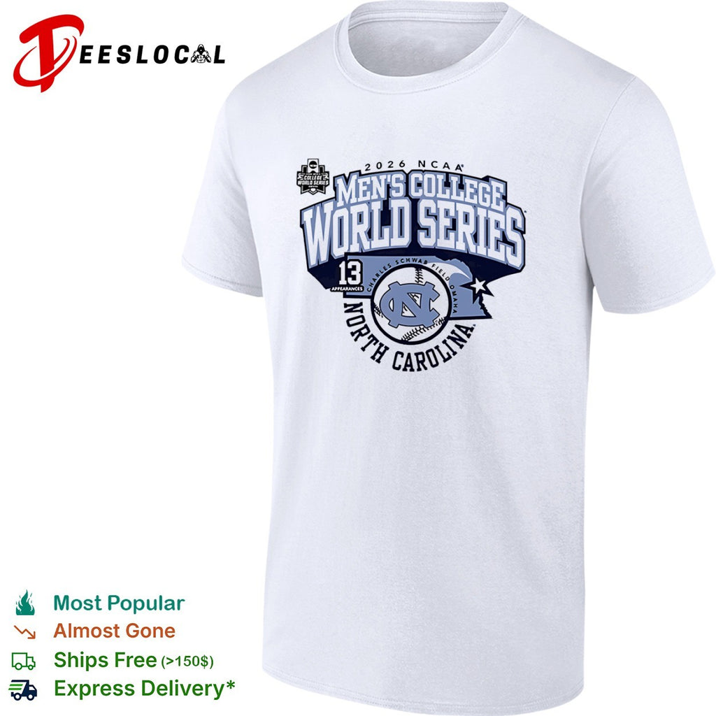 North Carolina Tar Heels Men’s College World Series 2026 NCAA Field Omaha state shirt