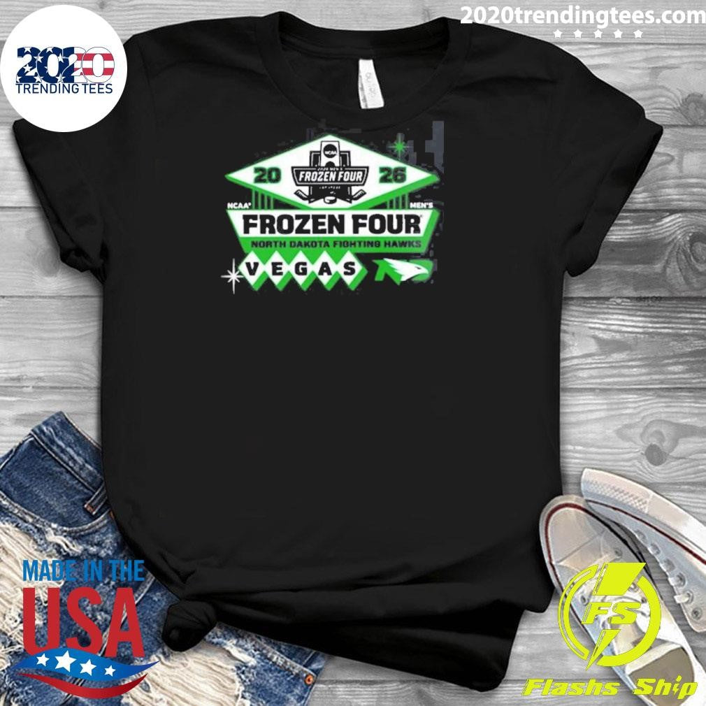 North Dakota Fighting Hawks Men’s Hockey 2026 NCAA Frozen Four Vegas Logo Shirt