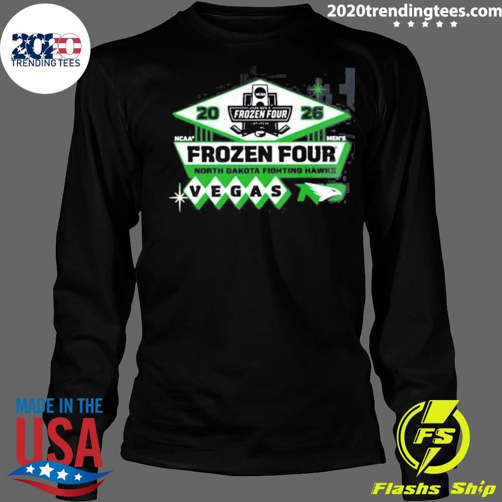 North Dakota Fighting Hawks Men’s Hockey 2026 NCAA Frozen Four Vegas Logo Shirt