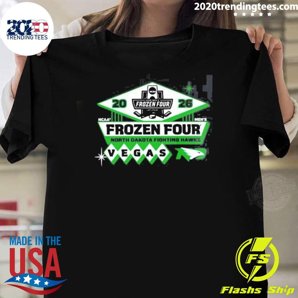 North Dakota Fighting Hawks Men’s Hockey 2026 NCAA Frozen Four Vegas Logo Shirt