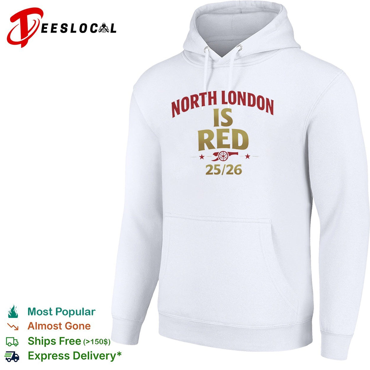 North London is Red 2025 2026 Arsenal Football Club Premier League Soccer shirt