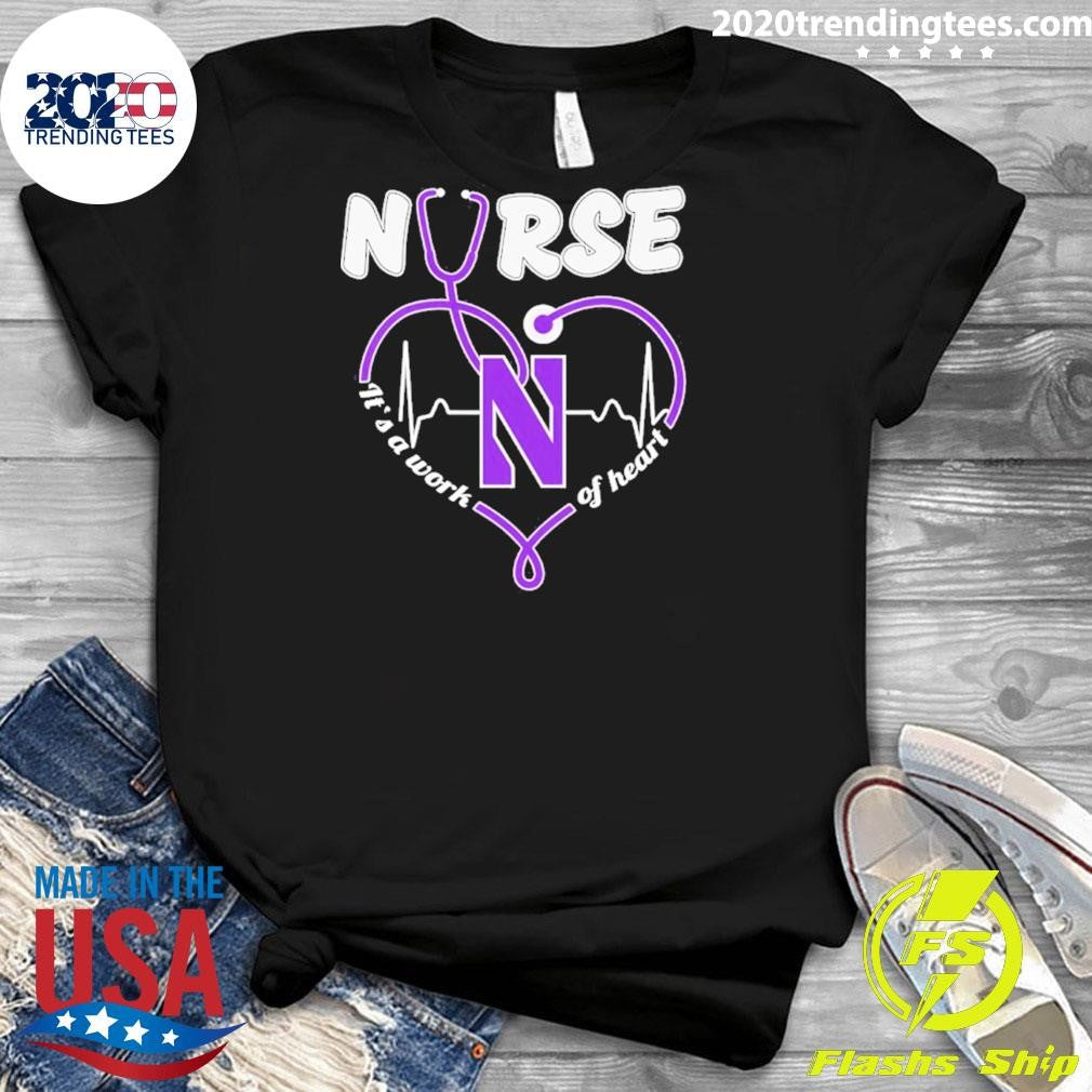 Northwestern Wildcats Heartbeat 2026 Nurse It’s A Work Of Heart Shirt