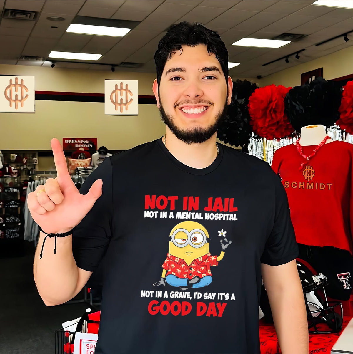 Not in jail not in a mental hospital not a grave I’d say it’s a good day Minion shirt