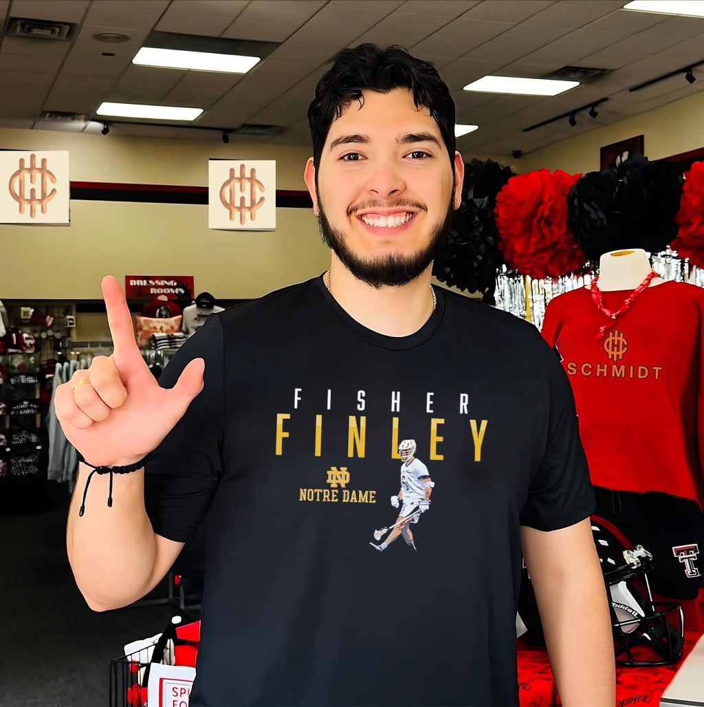 Notre Dame lacrosse Fisher Finley walking vintage shirt