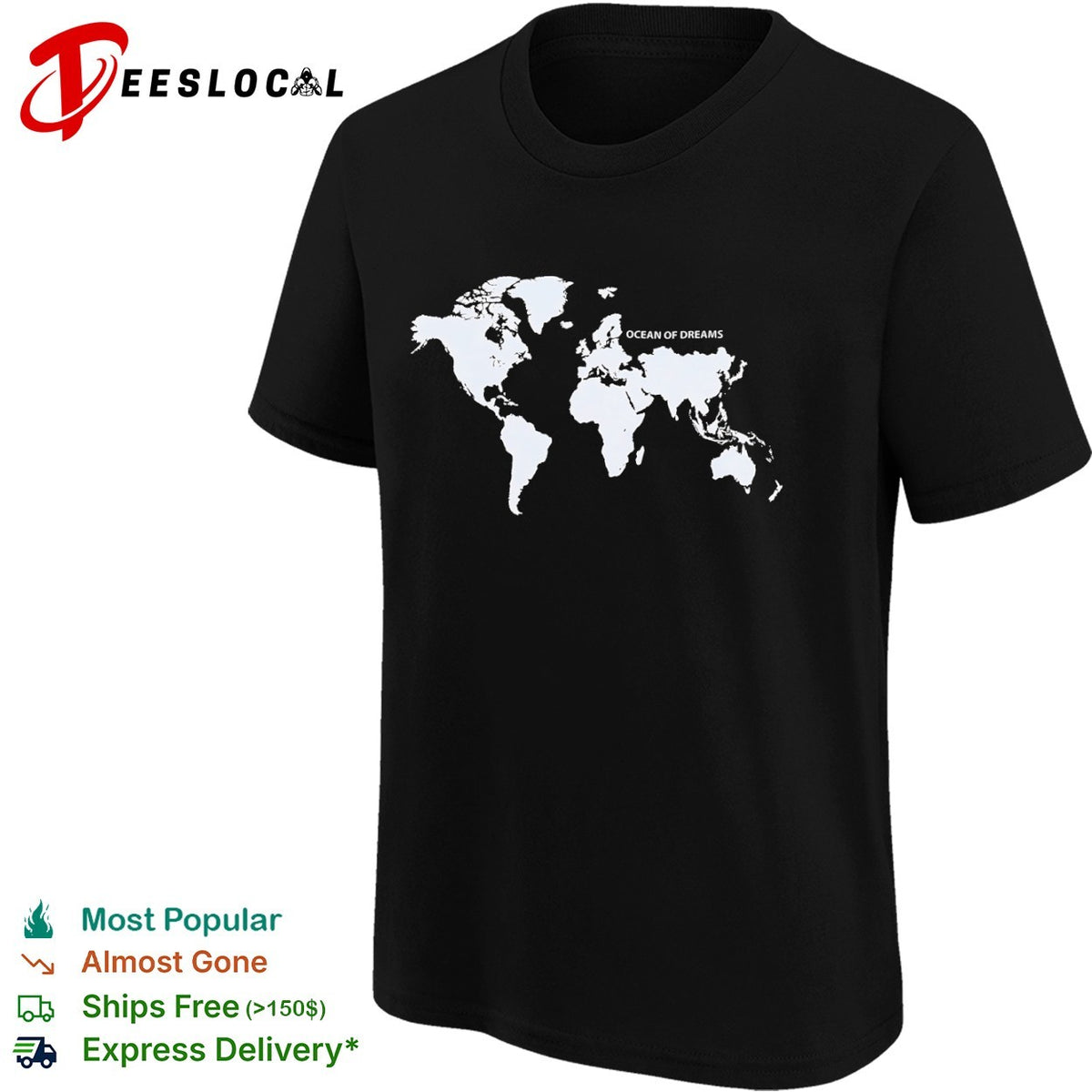 Ocean of dreams world map shirt