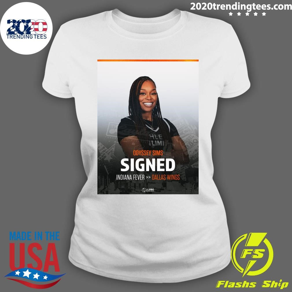 Odyssey Sims Signed Indiana Fever Dallas Wings Shirt