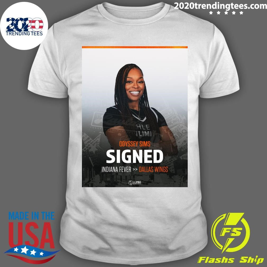 Odyssey Sims Signed Indiana Fever Dallas Wings Shirt
