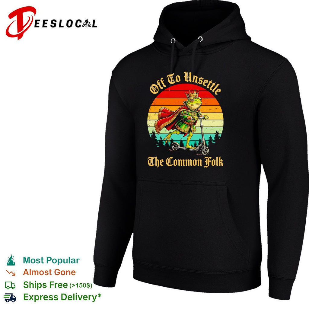 Off to Unsettle the Common Folk King Frog on Scooter Parody Shirt