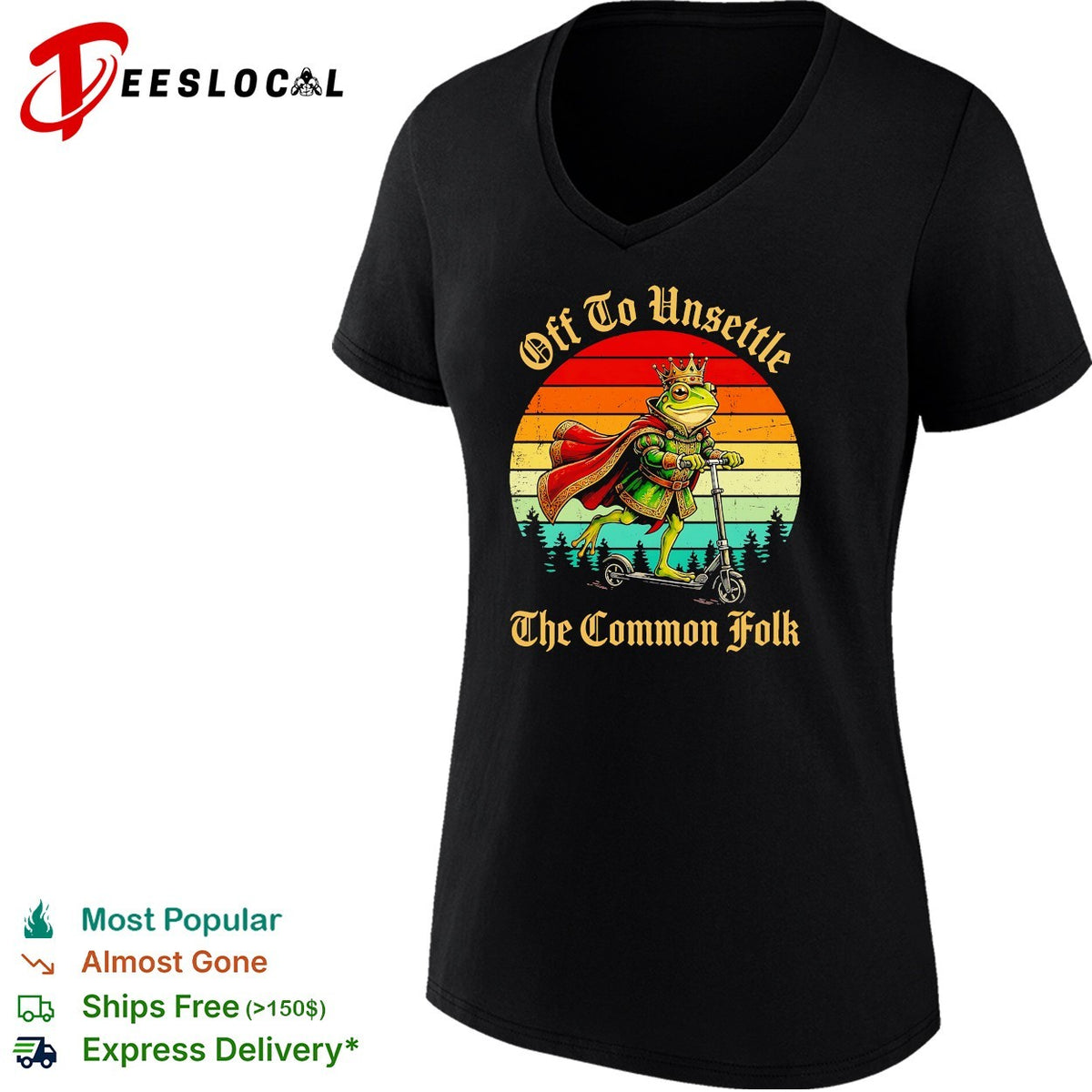 Off to Unsettle the Common Folk King Frog on Scooter Parody Shirt