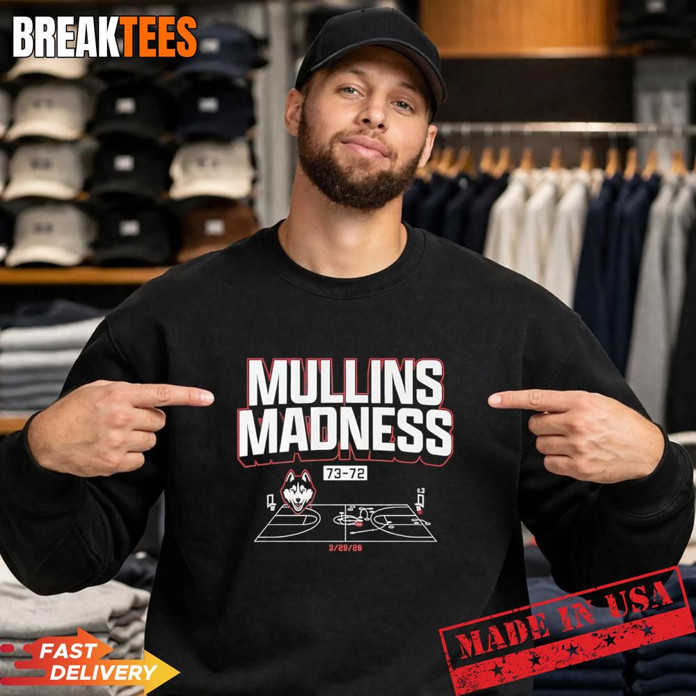Offical UConn 73-72 Duke Braylon Mullins Madness Shot Diagram T-Shirt