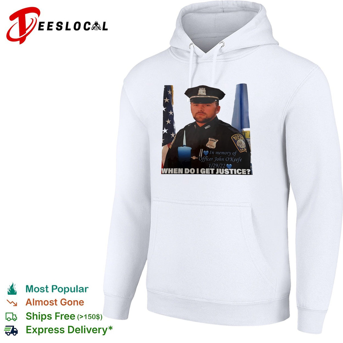 Officer John OKeefe In Memory of When Do I Get Justice Boston Police shirt