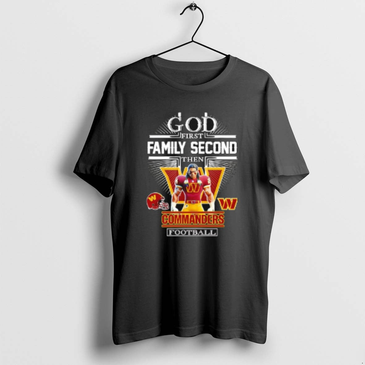 Official God First Family Second Then Washington Commanders Football Mascot 2025