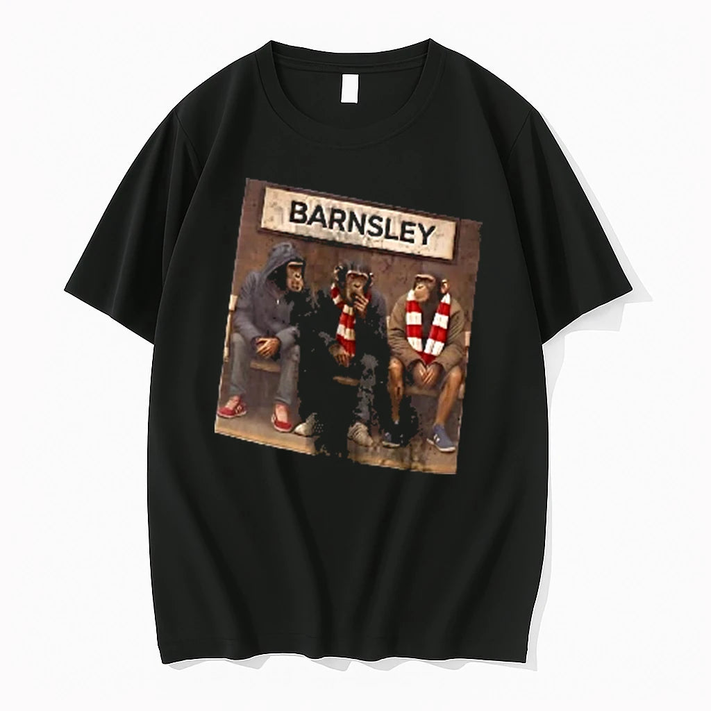 Officials Barnsley Three Chimpanzees Sitting Bench Train Station Scarves Sneakers Men T Shirt Sweater