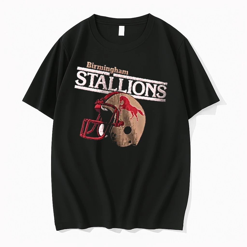 Officials Birmingham Stallions Distressed Retro Football Helmet Horse Logo Men T Shirt Sweater