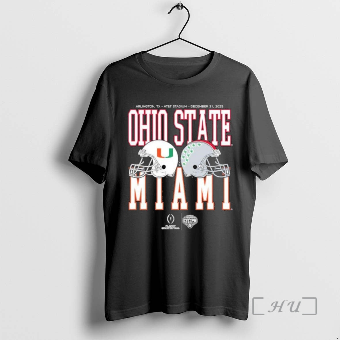 Officials Cotton Bowl Classic 2025 Miami Vs Ohio State Helmet Matchup Premium T Shirts Sweater