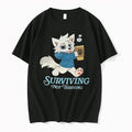 Officials Cute Wolf Holding Coffee With The Text Surviving Not Thriving Tee T Shirt Sweater