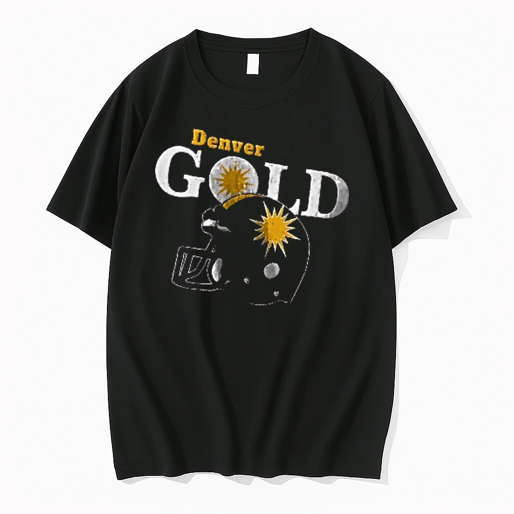 Officials Denver Gold Distressed Football Helmet Yellow Sunburst Logo Vintage Men T Shirt Sweater
