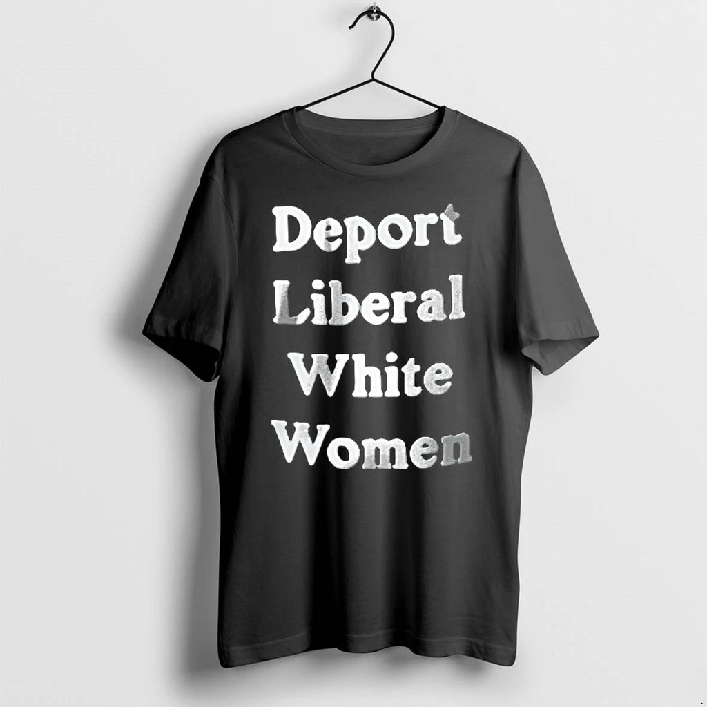 Officials Deport Liberal White Women Beveled 3d Glossy Text Black Background Youth T Shirt Sweater