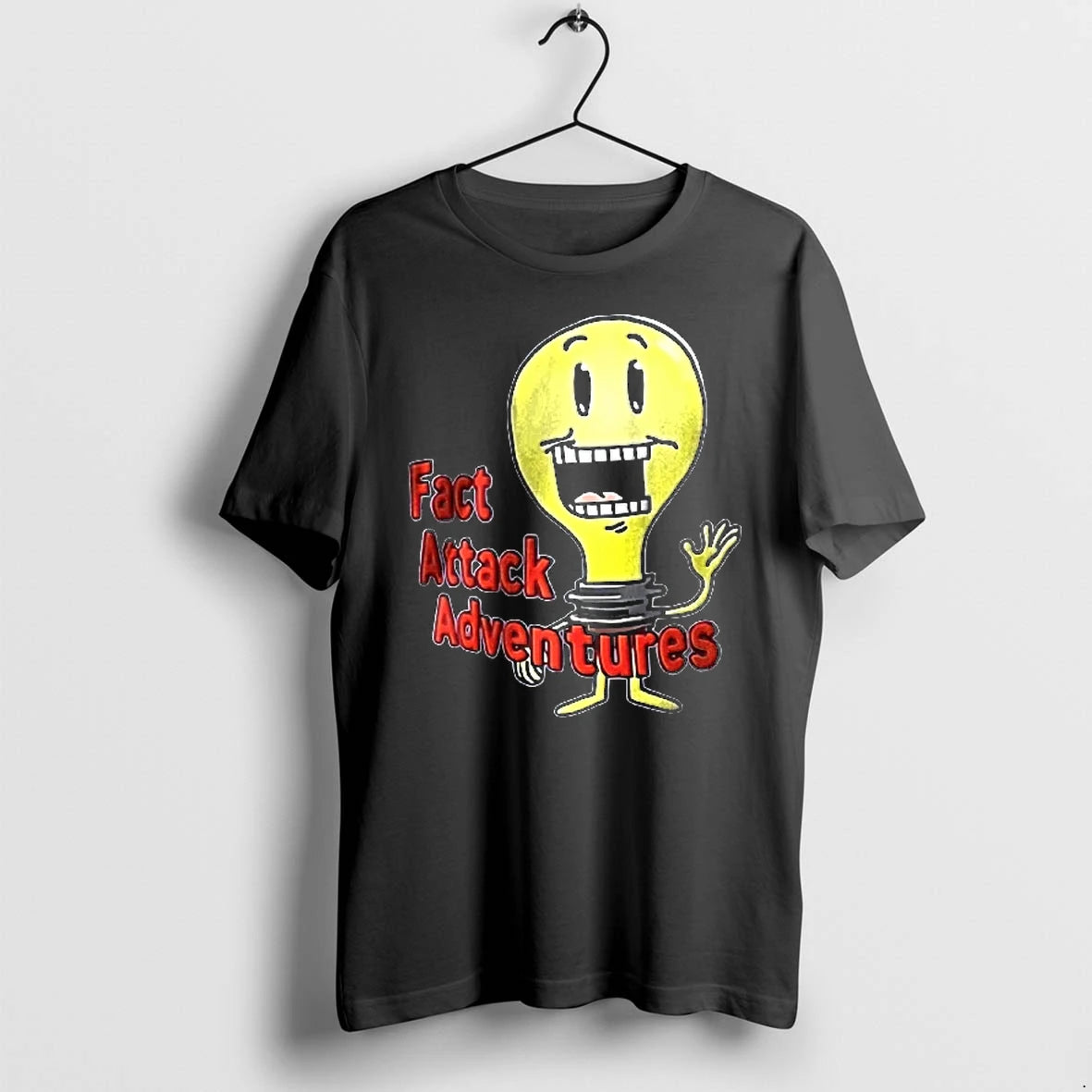 Officials Fact Attack Adventures Cartoon Light Bulb Character Waving Youth T Shirt Sweater